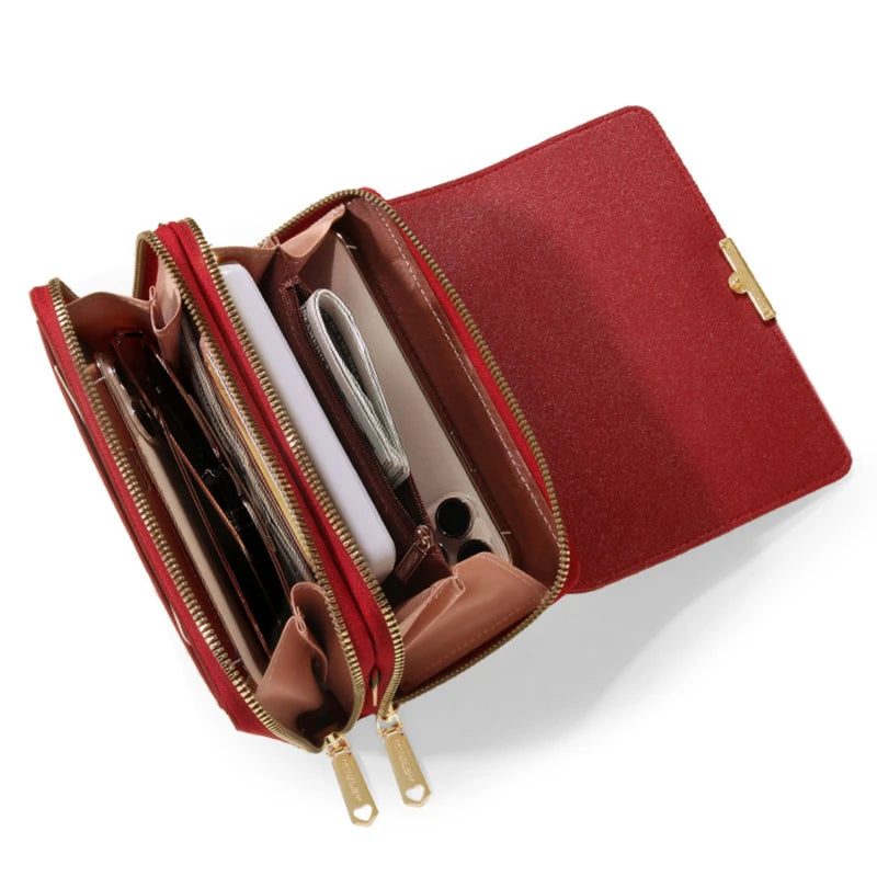 2026 New Korean Style Women Long Wallet Large Capacity Multi Functional Clutch Purse Coin Pocket Shoulder Crossbody Bag For Dail