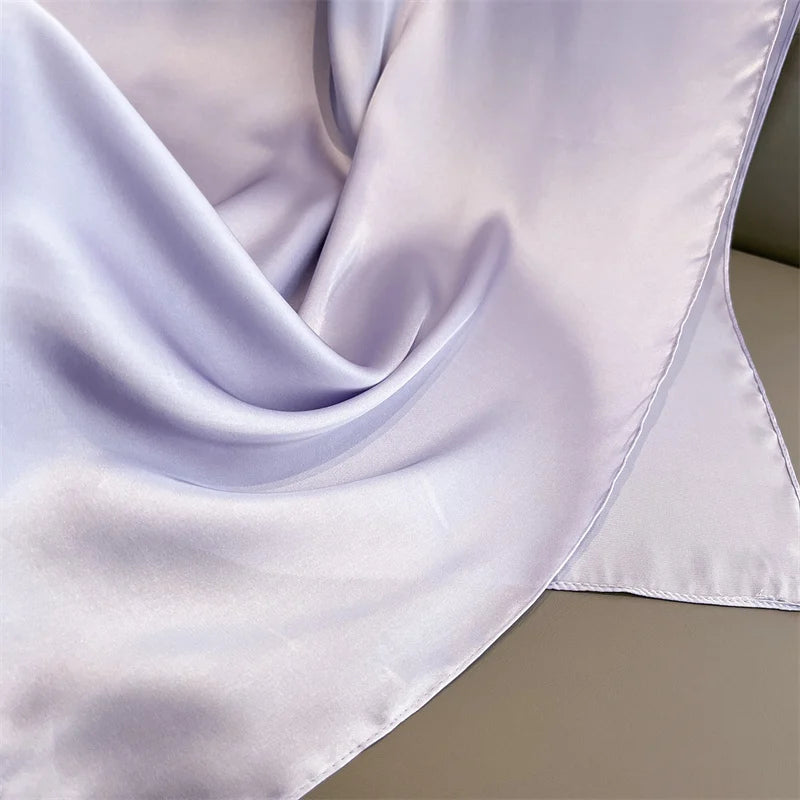 2024 Luxury Brand Silk Scarf for Women Large Shawl Wrap Headband Solid Design Hijab Beach Stoles Female Foulard Echarpe Bandana