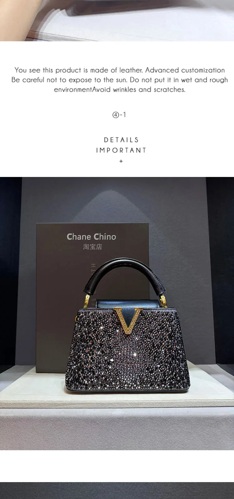 High Luxury Genuine Leather Diamonds Tote Women's Handbags 2025 Small Evening Bag V Letter Rhinestone Shoulder Crossbody Bags