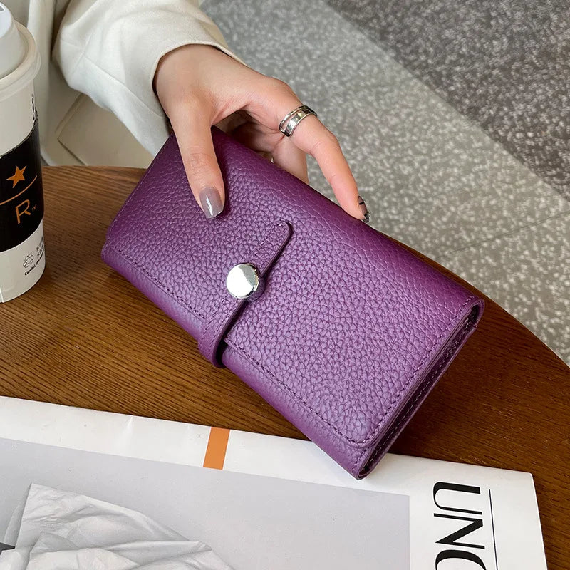 Genuine Leather Wallet Women Long Clutch Fashion Luxury Brand Ladies Purses Card Holder Zipper Coin Pocket High Quality Billfold
