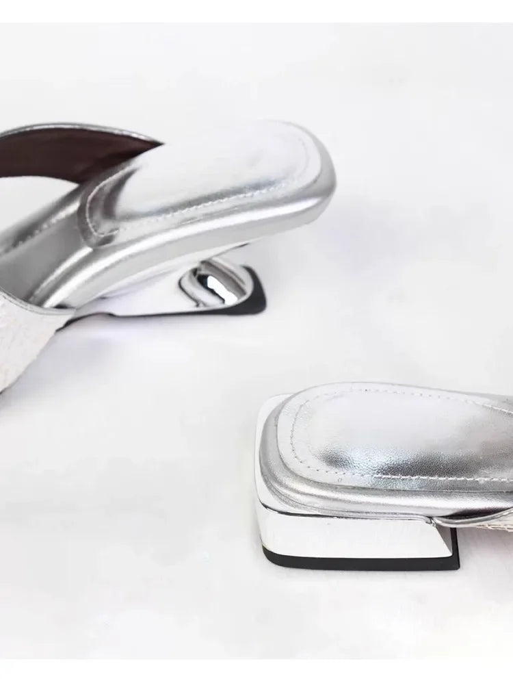 French Fairy Tale Style Metal Buckle Wedge Heel Soft Bottom Fashionable Sandals Women Summer New No Fatigue Slip-On Shoes