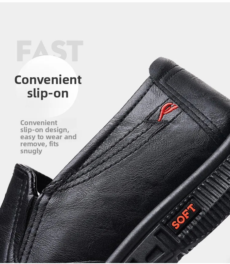 Soft Bottom Men's Business Casual Shoes Easy to Wear Spring Summer Autumn Winter Korean Style round Toe Low Heel Leather Shoes