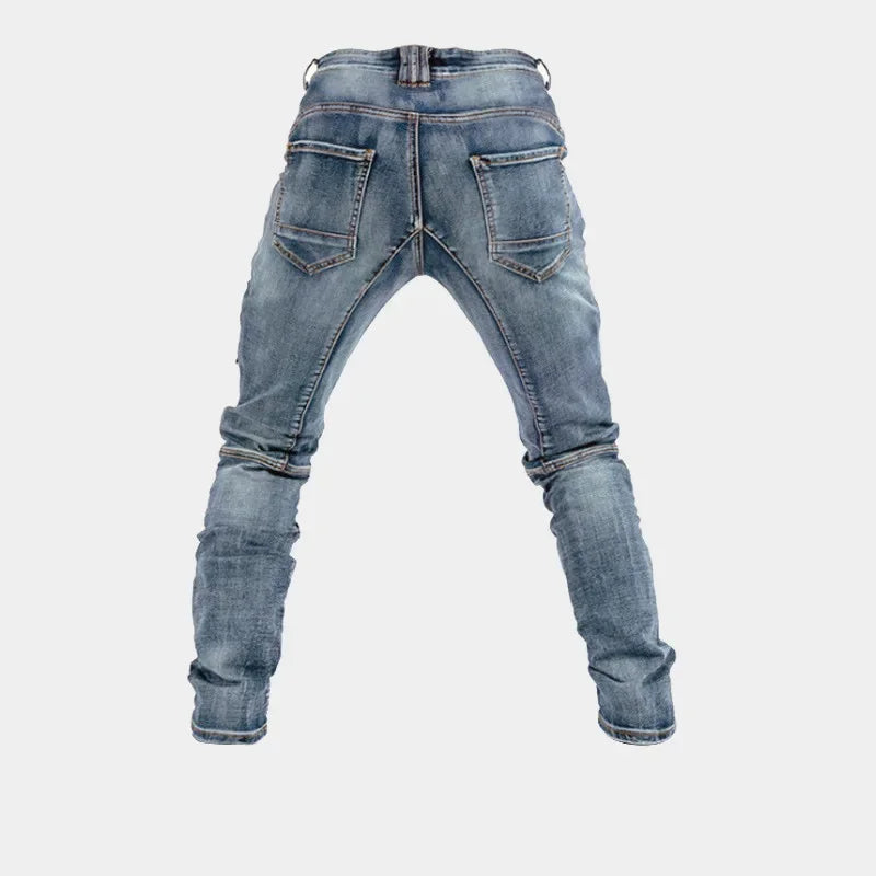 Jeans Men Long Pant Denim Pants Zipper Straight Trousers Pockets Splice Slim Fit Hole High Waist Casual Autumn spring 2026