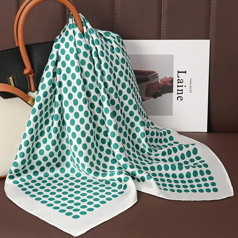 2025 Luxury 70cm Silk Square Scarf Women Print Satin Neck Tie Female Hair Wrist Bandana Headkerchief Shawl Wrap Hijab Echarpe