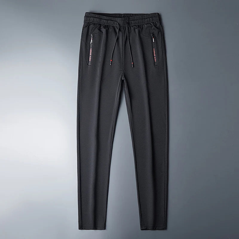 Summer Breathable Mesh Black Sweatpants Men Joggers Sportswear Baggy Trousers Male Casual Track Pants 7XL 8XL