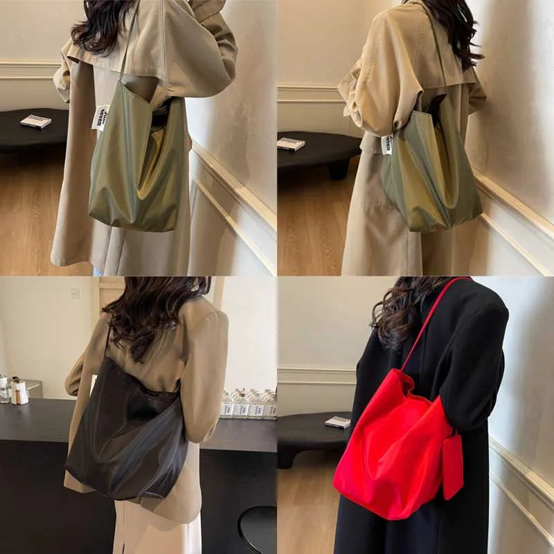 Soft Nylon Solid Color Product Designer Handbag Large Capacity Commuter Simple Tote Bag Hot Sale Versatile Fashion Shoulder Bag