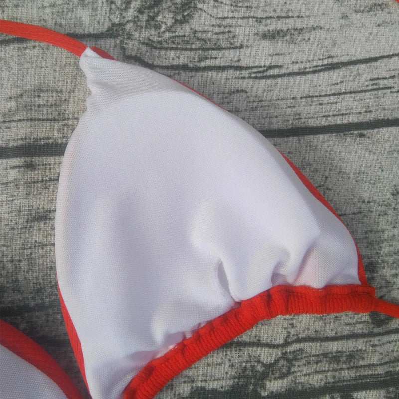 Bikini Sexy Solid Color Swimwear Women's Triangle Stripe Bikini Set Swimwear Beach Wear Women's