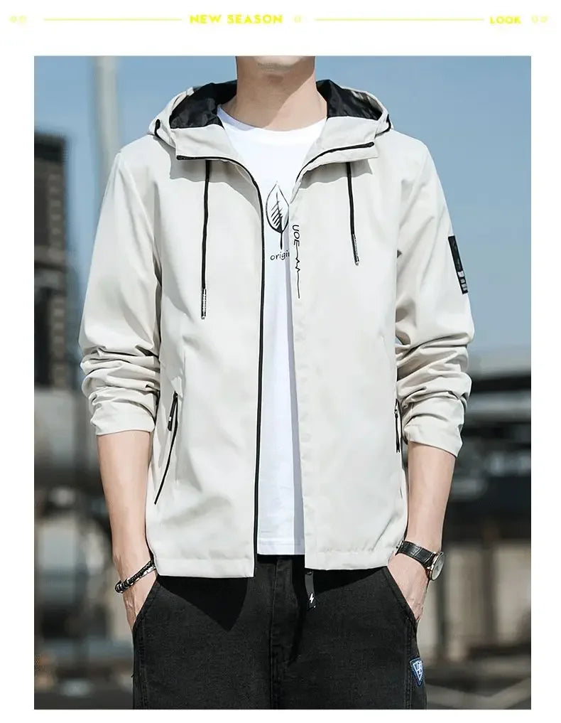 NewMen Long Sleeve Hip Hop Streetwear Coats Spring Men's Bomber Jackets Fashion Korean with Hood Golf Windbreaker Aviator Jacket
