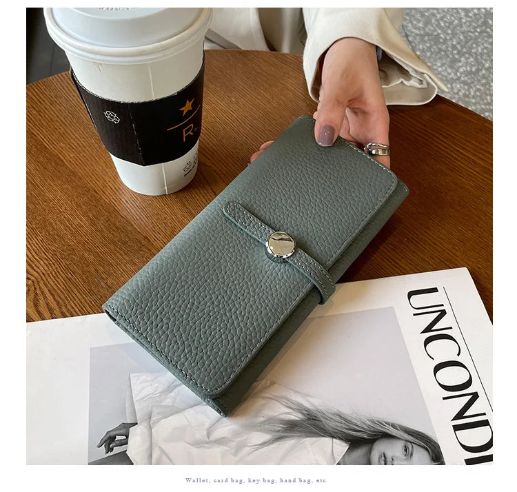 Genuine Leather Wallet Women Long Clutch Fashion Luxury Brand Ladies Purses Card Holder Zipper Coin Pocket High Quality Billfold