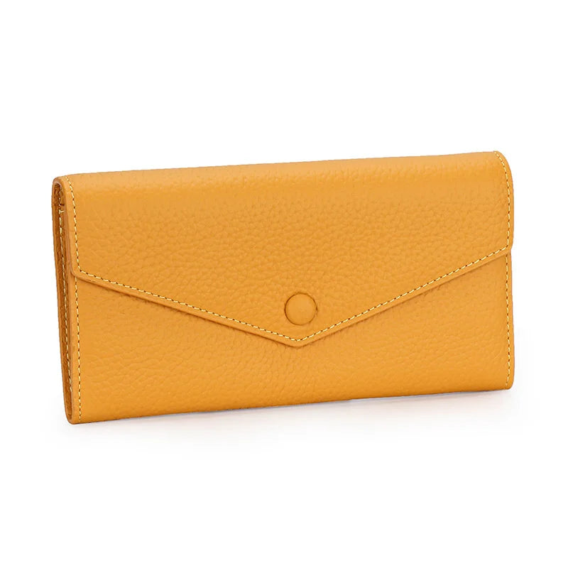 Ladies Genuine Leather Long Wallet Women's Large Capacity Clutch Wallet Envelope Multifunctional Mobile Phone Wallet Purse