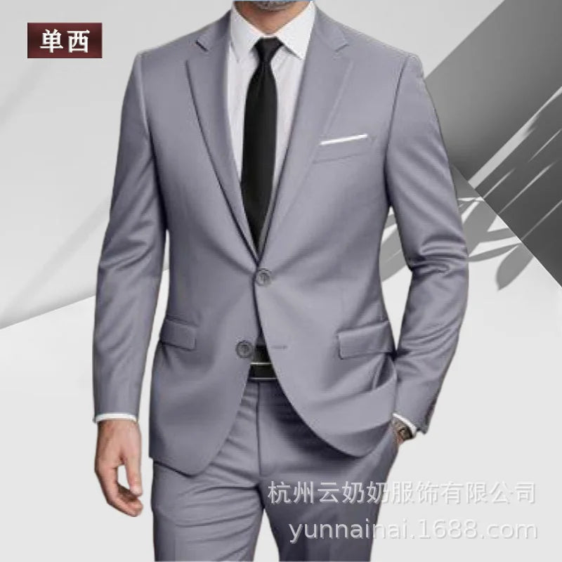 Men's Slim Fit Two-Piece Suit Set Casual Business Formal Wedding Groomsmen High-End Sensation Polyester Fashion Urban