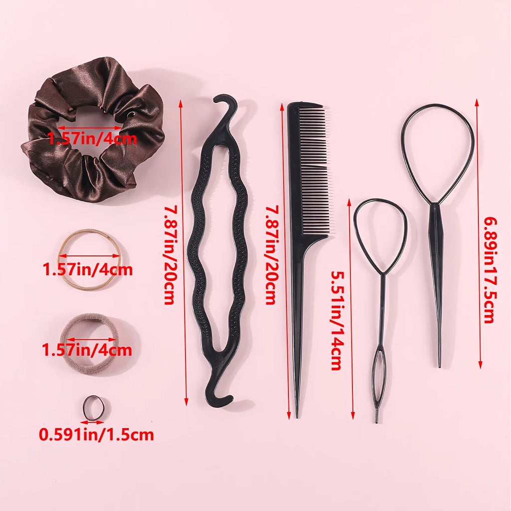 Women Dark Hair Accessories Set Elastic Seamless Ponytail Scrunchies Small Rubber Bands Fashion Hair Ties Headbands