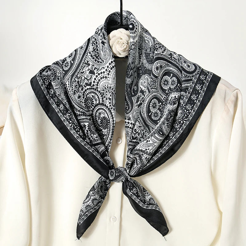 New Satin Shawl Design Wild leopard Print Silk Square Women neck scarves Wrap Headkerchief Beach Hair Band women's bandana