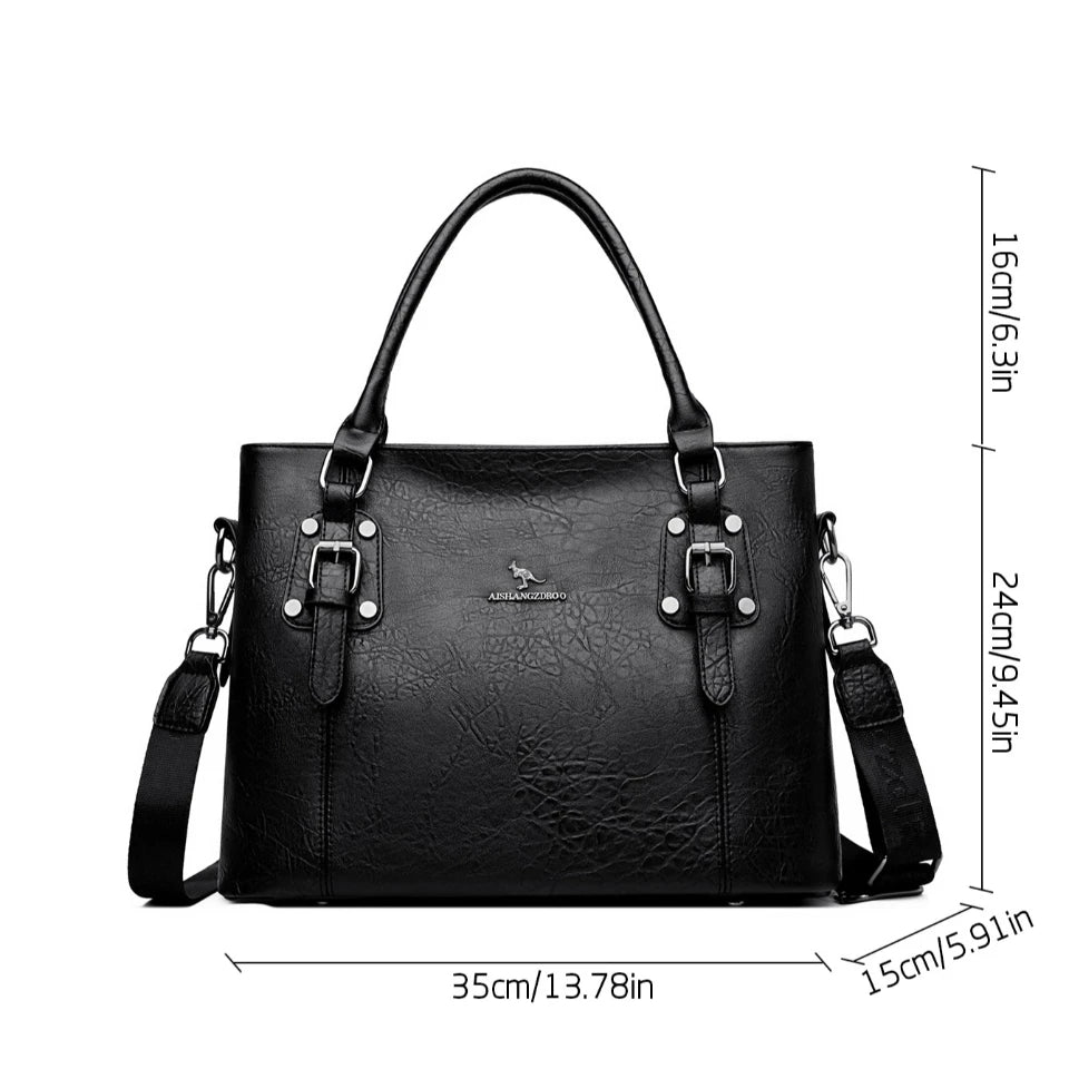 Genuine Brand Soft Pu Leather HandBags Designer Top-Handle Bags Shoulder Crossbody Bags for Women Large Capacity Casual Tote Sac