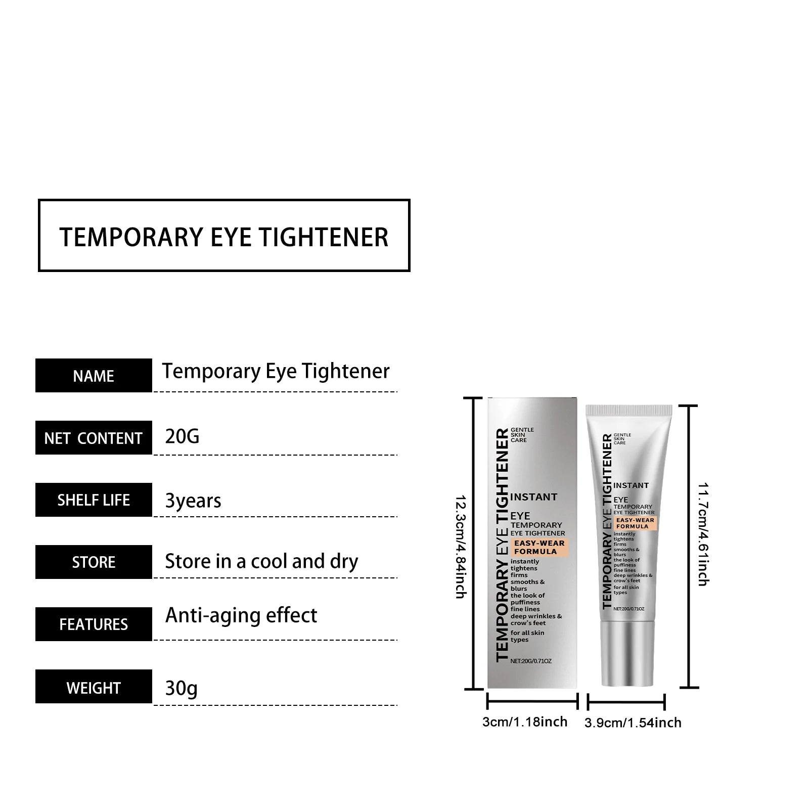 Instant Firm Eye Cream Instant Under Eye Tightening & Depuffing Cream, Helps Smooth Fine Lines & Reduce Puffiness Dark Circles