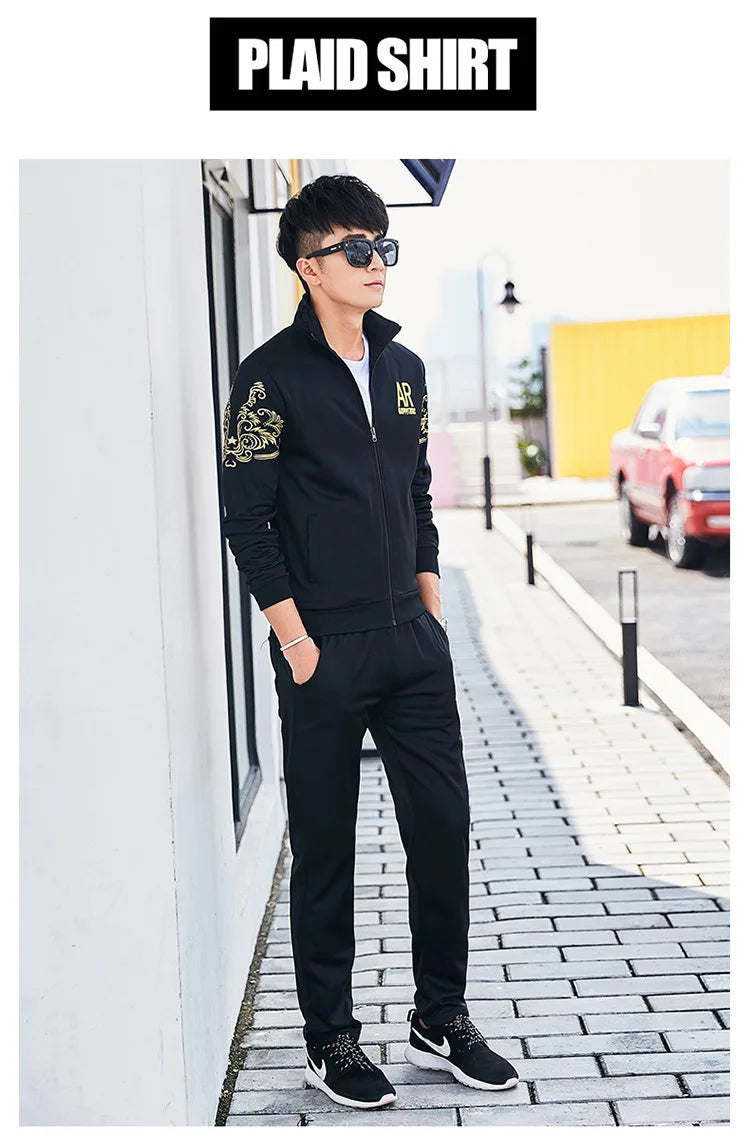 Plus Size 5XL 6XL Men's Tracksuit Autumn Clothes Sportswear Two Piece Set Men Jacket Sweatpants Male Sweatsuit Sports Suits Sets