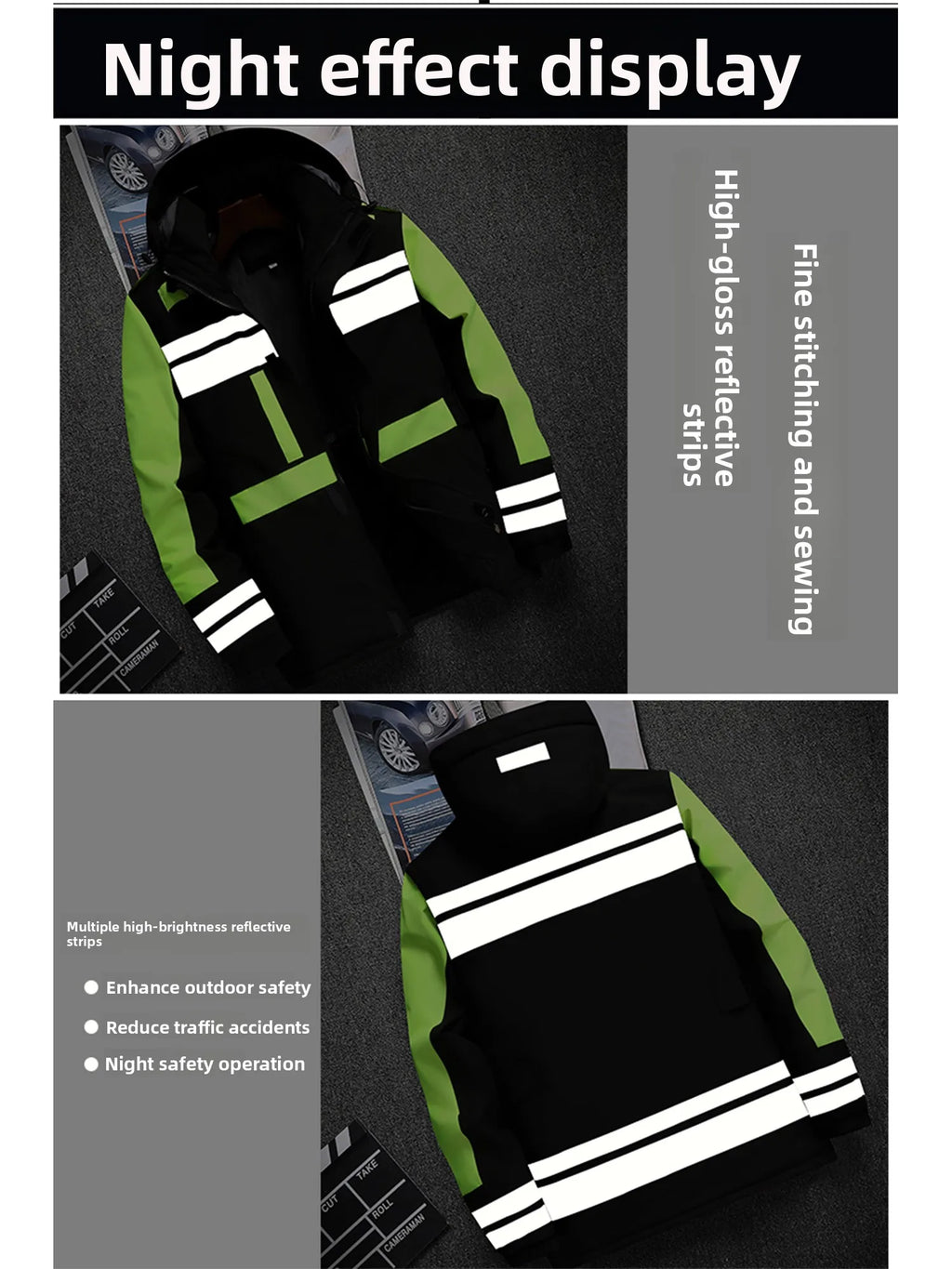 Thiened Fce Workwear Jaet ex Warm Windproof Reflective Cotton Coat Men's Casual Sle Removable Hat Zipper Closure