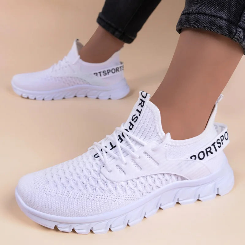 New White Mesh Sneakers Man Casual Shoes Breathable Summer Sneakers Men Shoes Outdoor Walking Sneakers Lightweight Tennis Shoes