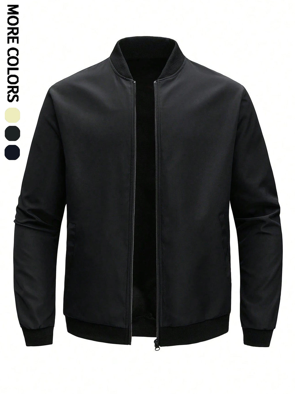 Men's Plain Light Jacket, Outdoor Sports and Leisure Stand-Up Collar Top, Baseball Jacket with Zipper and Elastic Hem, Windproof, Wear-Resistant, Comfortable and High-Quality Fabric, Suitable for Home Leisure, Work Clothing t