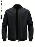 Men's Plain Light Jacket, Outdoor Sports and Leisure Stand-Up Collar Top, Baseball Jacket with Zipper and Elastic Hem, Windproof, Wear-Resistant, Comfortable and High-Quality Fabric, Suitable for Home Leisure, Work Clothing t
