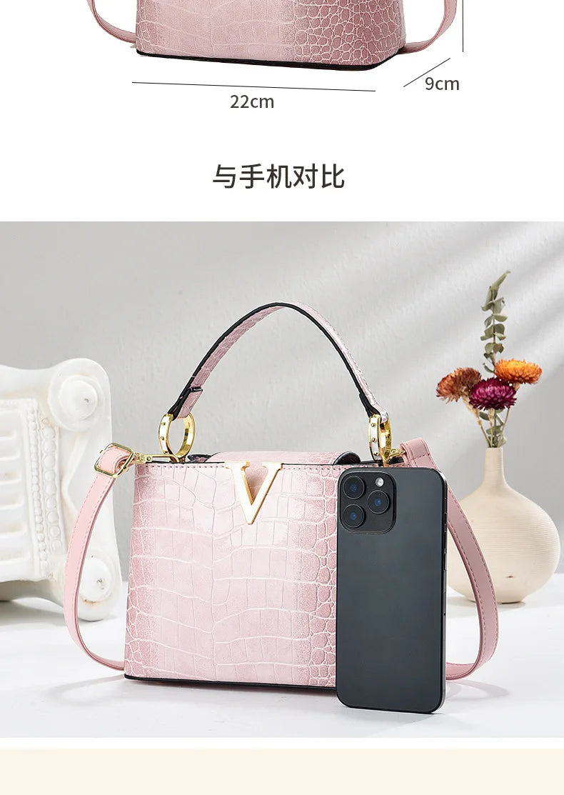 Gradient Color Women's Shoulder Bag PU Leather Crossbody Bag Handbag Female Casual Shopping Women's Fashion Small Square Bag