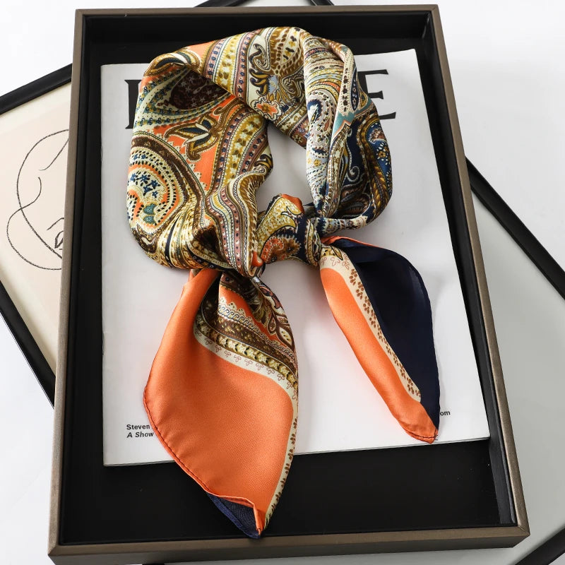 New Satin Shawl Design Wild leopard Print Silk Square Women neck scarves Wrap Headkerchief Beach Hair Band women's bandana