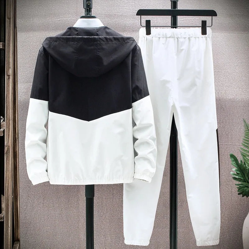 M-6XL New Men's Sportswear Set from Japan South Korea Autumn Casual Wear Men's Hooded Jacket Leg Tied Pants Trendy Casual Suit