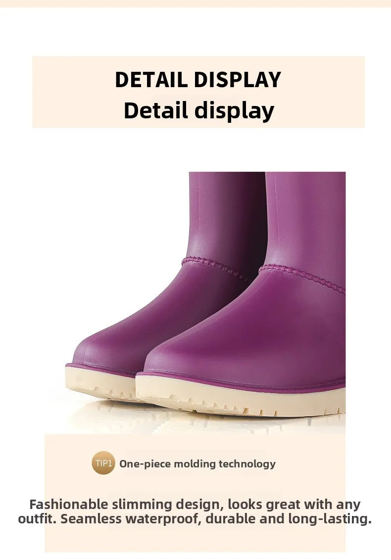 2025 New Women's Fashionable Low-Cut Soft-Soled Anti-Slip Rain Boots Waterproof Comfortable PVC Material for All Seasons