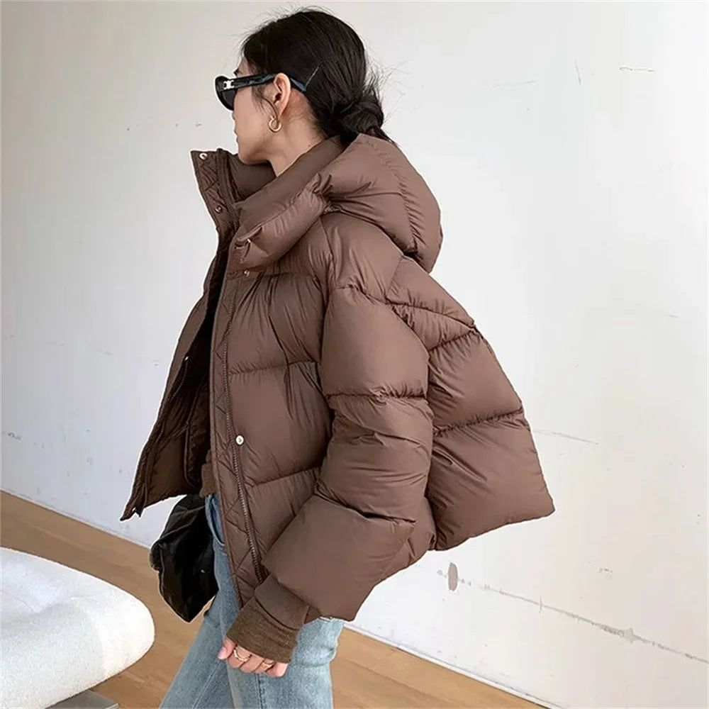 2024 Autumn Winter Fashion Hooded Thickened Down Cotton Jacket for Women High-end Women's Jacket Loose Warm Female's Coats Women