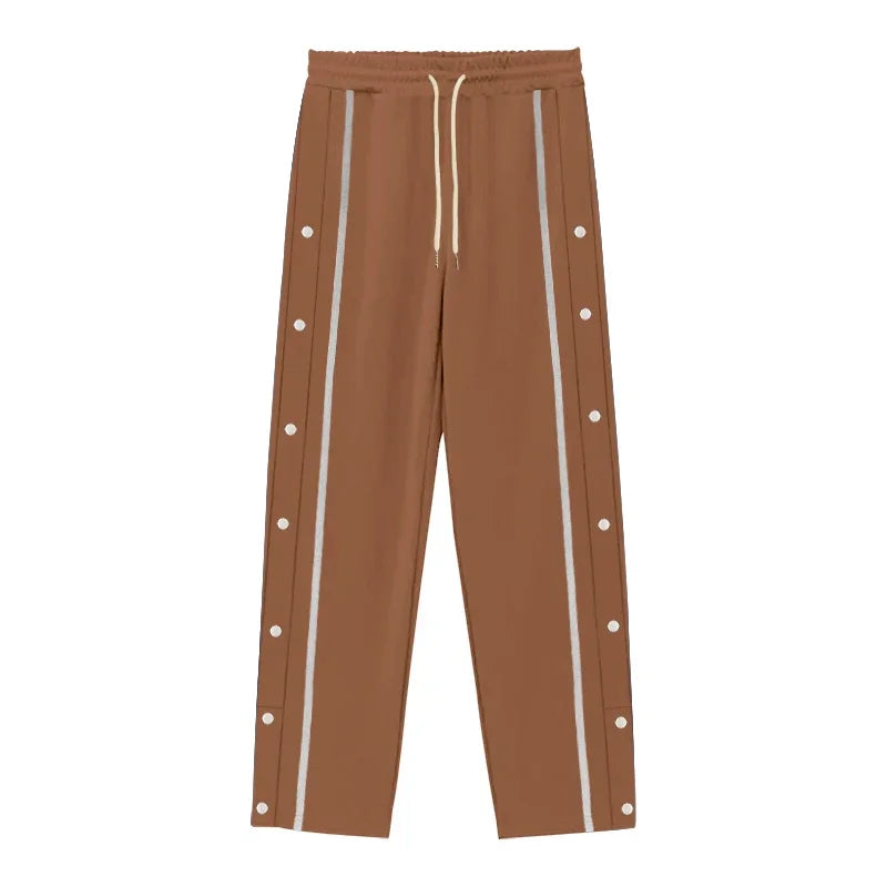 Spring and Autumn New Jacquard Long Pants Single breasted Patchwork Loose Large Casual Pants Versatile Sanitary Pants