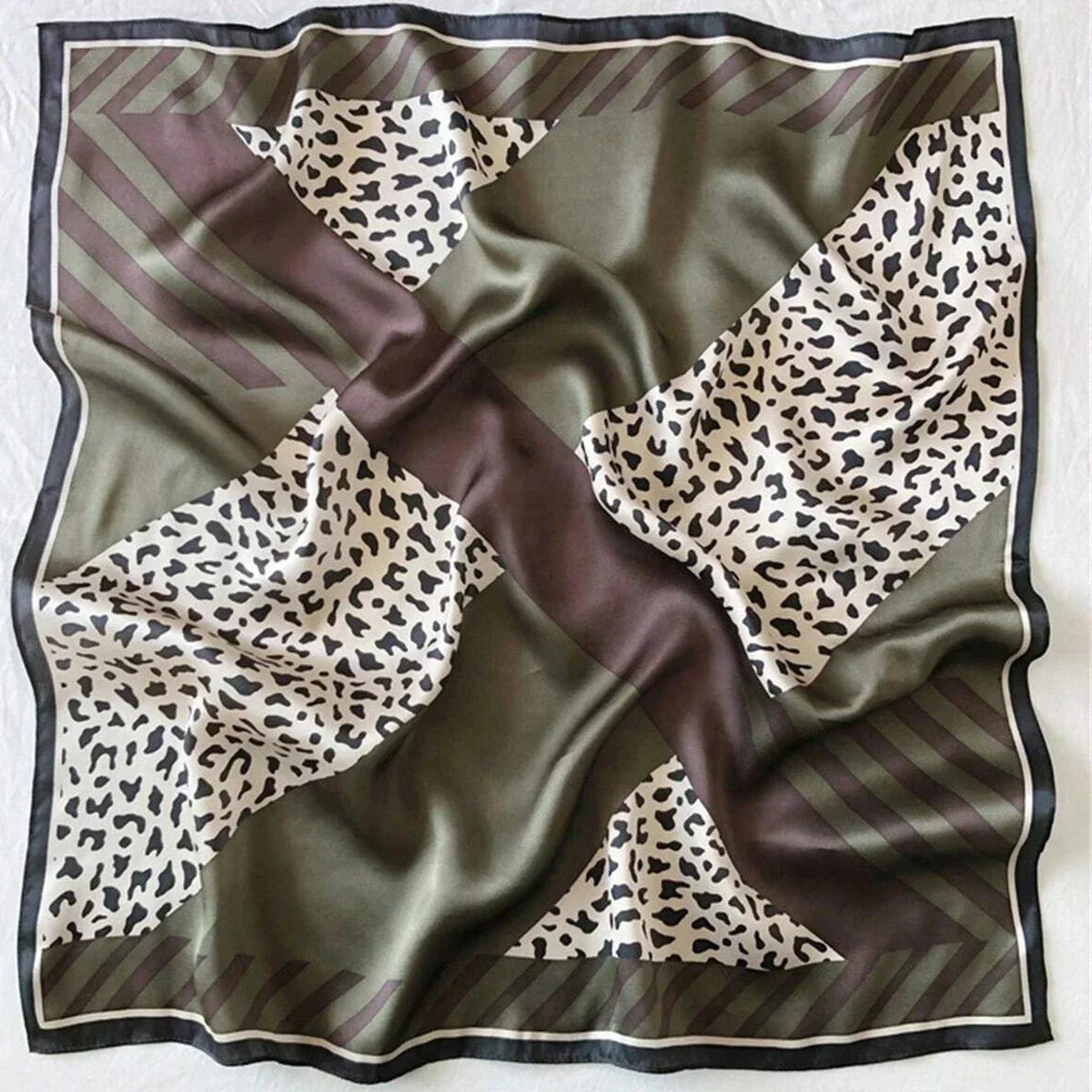 70cm Pink Floral Silk Scarf for Women Simulated Silk Fresh and Elegant Versatile Headwear Clothing Bags and Square Scarf