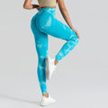 Women's High Waist Seamless Yoga Pants, Tie Dye Print Peach Shaped Butt Lifting Leggings for Running Fitness Workout