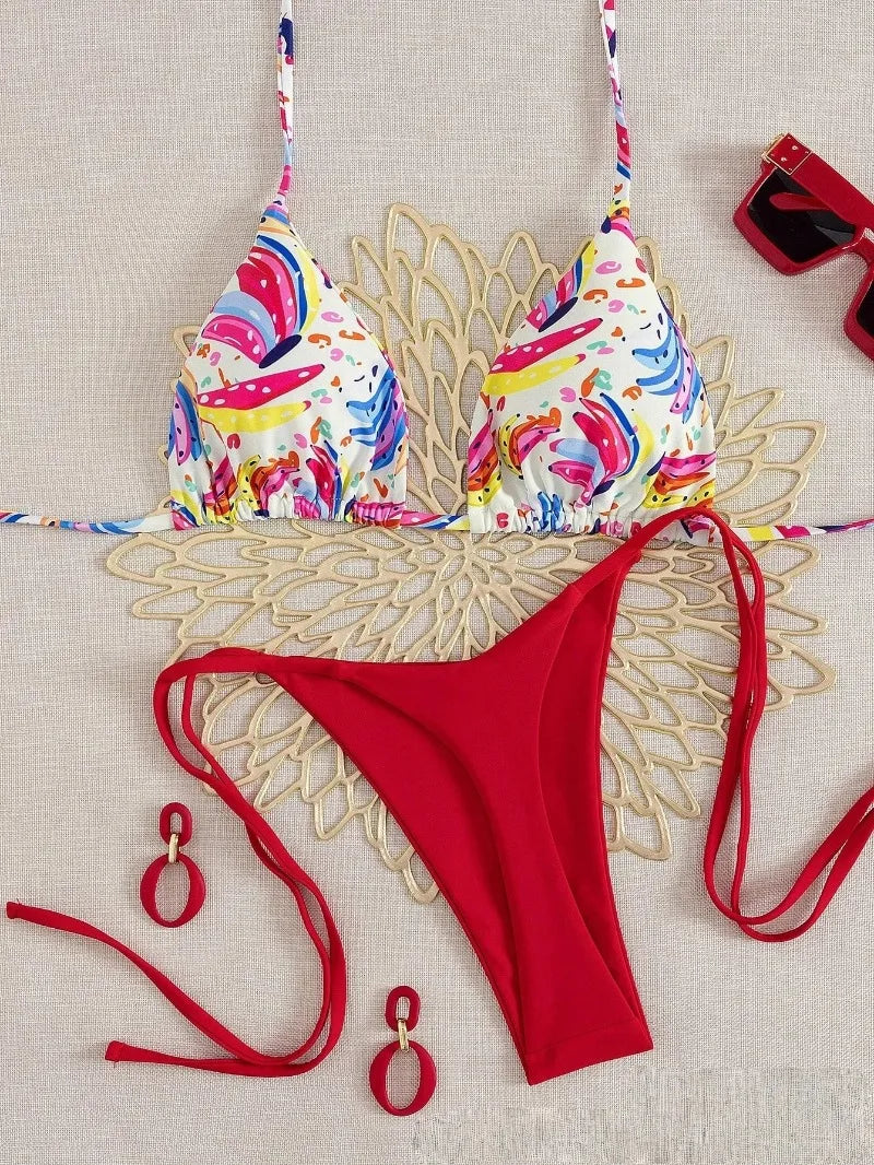 Bikini Set Print Swimsuit Beach Sexy Ladies Swimwear Seaside Vacation Bathing Suit Women Biquine Brasileiro Купальник Женский