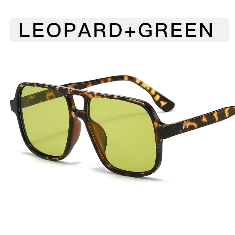 Vintage Double Bridge Square Pilot Sunglasses Women For Men Sun Glasses Punk Oversized Big Frame Luxury Brand Designer Shades