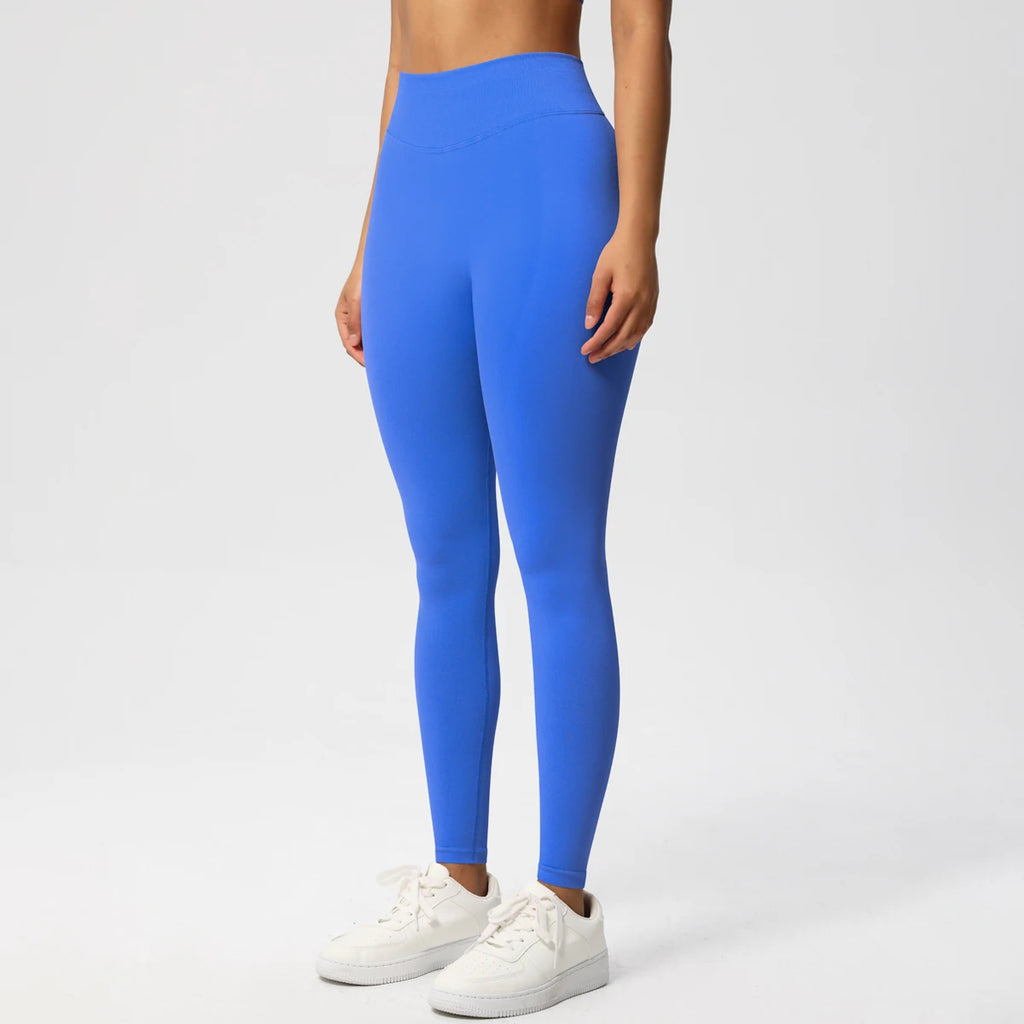 Women's Solid High Waist Sports Leggings, HighStretch Seamless Yoga Leggings, LadiesSportswear for Indoor Outdoor Wear