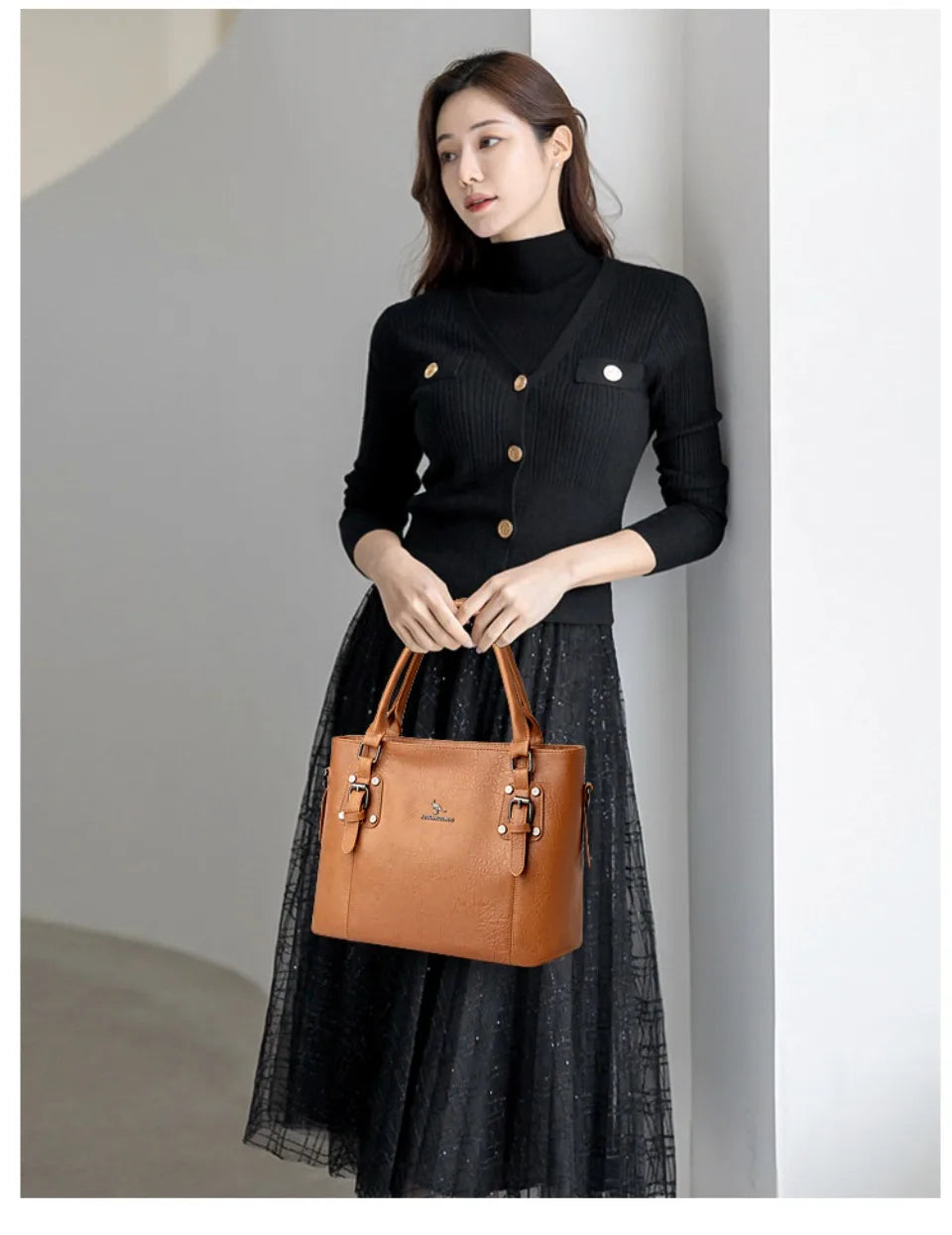 Genuine Brand Soft Pu Leather HandBags Designer Top-Handle Bags Shoulder Crossbody Bags for Women Large Capacity Casual Tote Sac
