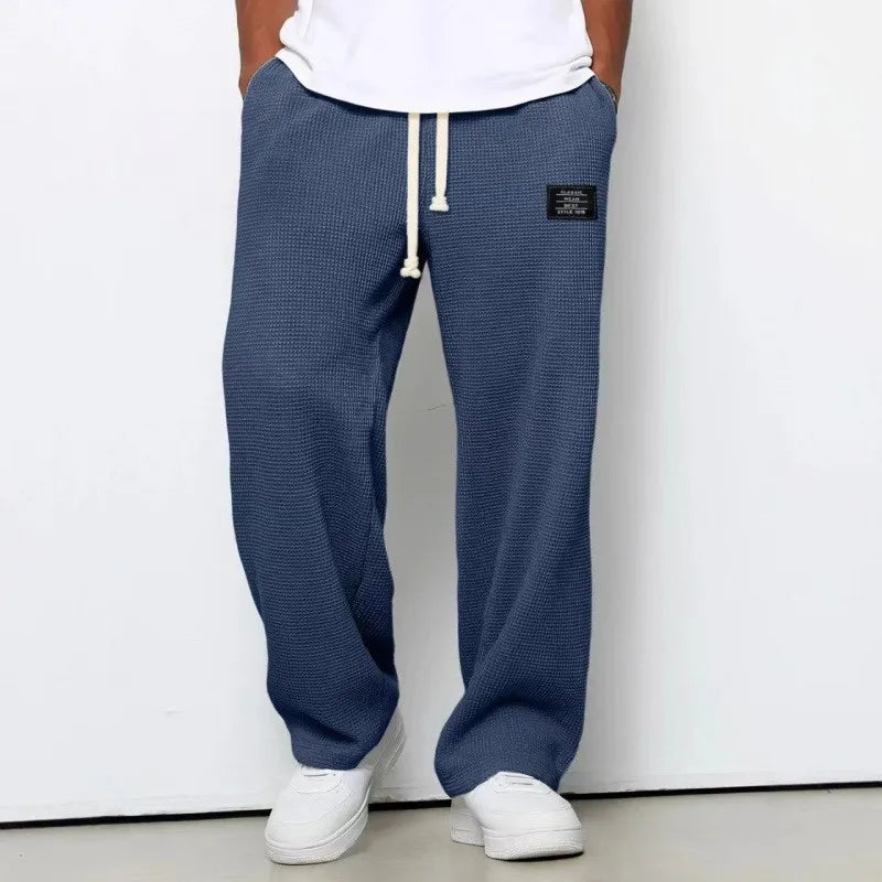 Straight‑Leg Sweatpants  European & American  Trendy Brand Draping Wide‑Leg Casual Sports Long Pants