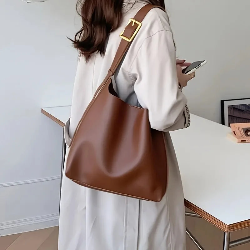 2 Pcs Large Capacity Handbag with Adjustable Shoulder Straps, Magnetic Closure, Simple and Casual Single Shoulder Crossbody Bags