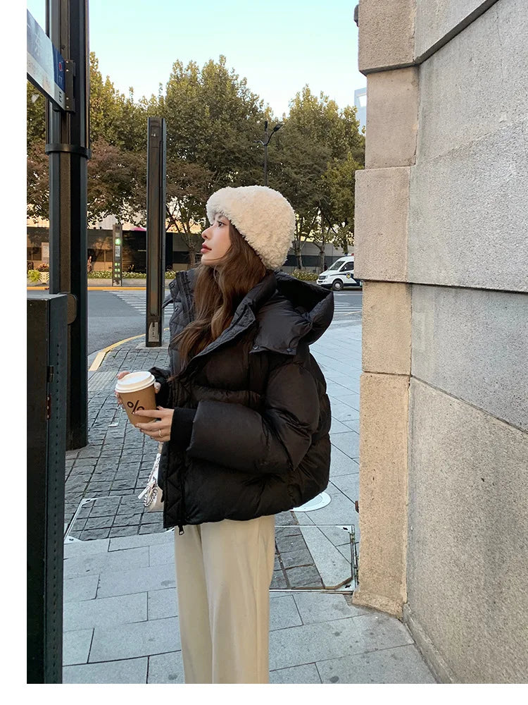 New Winter Puffer Jacket Women Fashion Hooded Down Cotton Overcoat Female Loose Casual Warm Parkas Outerwear