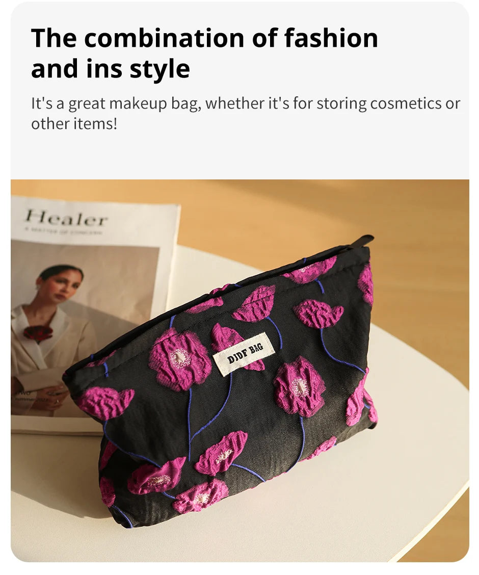 Purple Charm women's makeup bag by Hotfashionitems, stylish cosmetic organizer pouch with a sleek design and zipper closure.