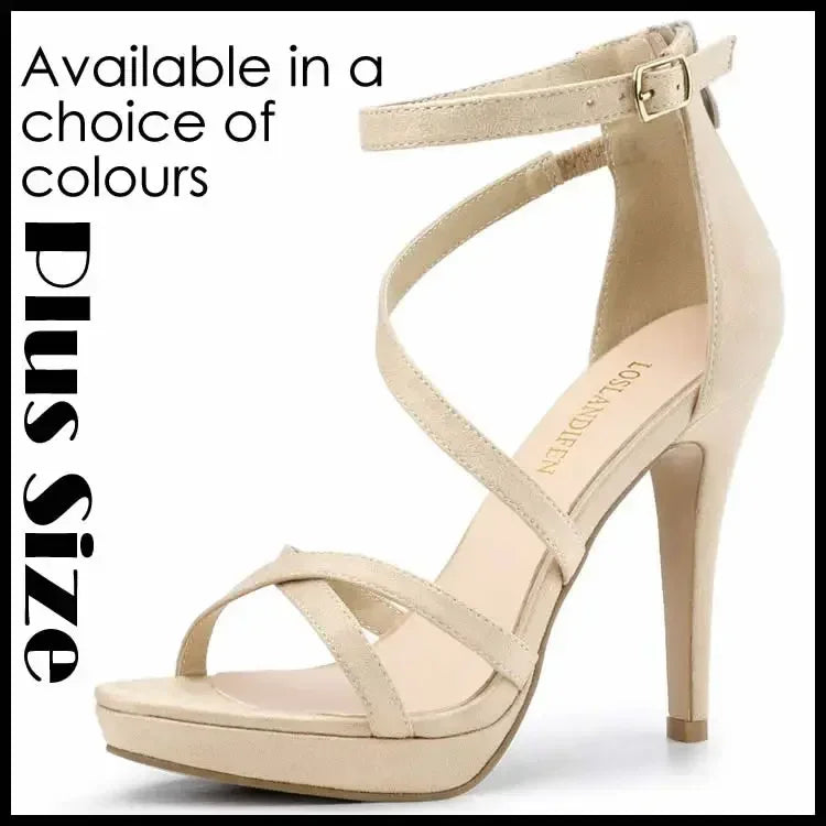 Women Sandals Summer Sexy Pumps 11cm Velvet Open Toe Ankle Strap Stiletto Strappy High Heels Nightclub Party Wedding Dress Shoes
