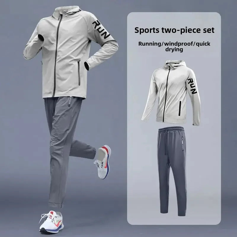 Men's Early Autumn Running Quick-Dry Sportswear Set Varying Weather Cycling Jacket Fitness Casual Athletes Training Outdoorwear