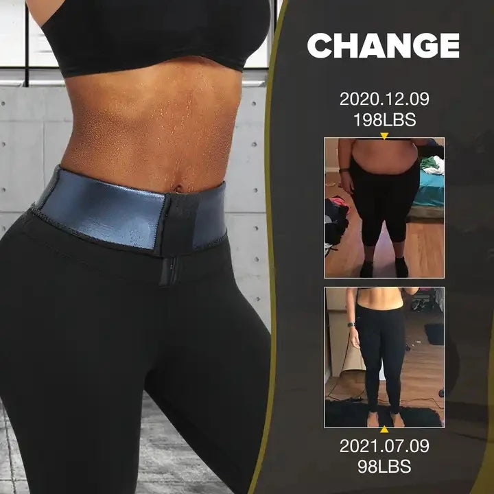 Sauna pants women's sweat-absorbent cropped pants slim leggings, abdomen shaping pants high waist exercise fitness suit
