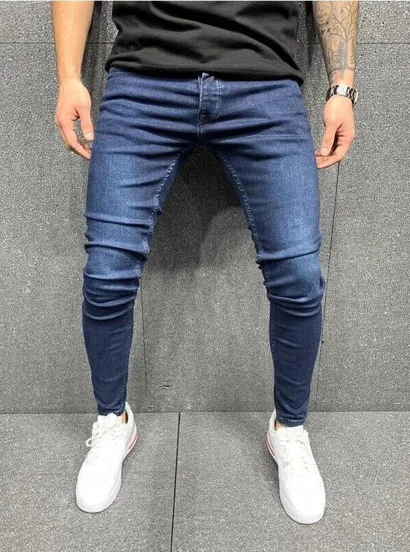 New Stretch Men's Jeans Washed Motorcycle Trousers Vintage Man Cowboy Pants Punk Loose Straight Retro Baggy Designer Casual Goth