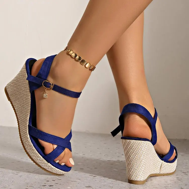 New Summer Fashion Sandals, Wedge-heeled Waterproof Platform, Thick-soled Roman Platform-soled Sandals, Large Size Women's Shoes