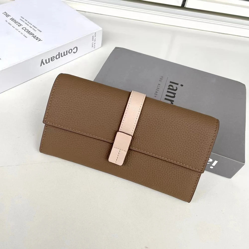 Luxury Genuine Leather Women Long Wallet Custom Name Female Card Holder Clutch Bag Fashion New Personalize Initials Purse Wallet