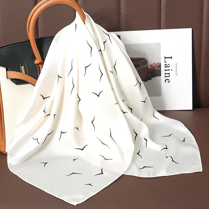 New Satin Shawl Design Wild leopard Print Silk Square Women neck scarves Wrap Headkerchief Beach Hair Band women's bandana