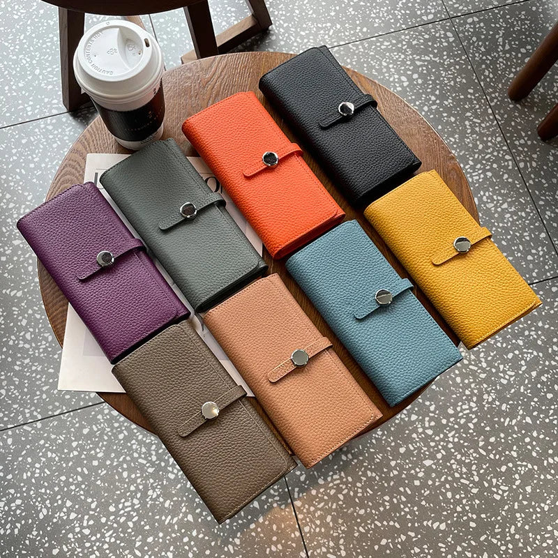 Genuine Leather Wallet Women Long Clutch Fashion Luxury Brand Ladies Purses Card Holder Zipper Coin Pocket High Quality Billfold