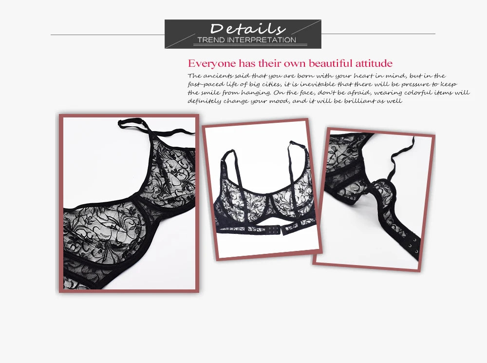 Bras For Womens Plus Size Lace Bra Underwire Female Underwear Embroidery Mesh See Through Sexy Lingerie Brassiere BH Tops