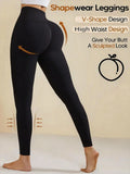 Black Sexy High Waisted Legging Peach Butt Soft Body Naked Feel Moisture WickingYoga Pants Women's Plus Size Fitness Sportswear